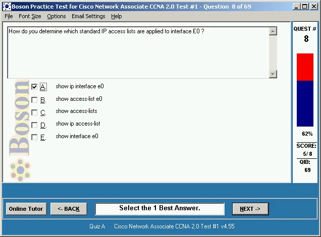 Boson Practice Tests for Oracle Exams Screenshot